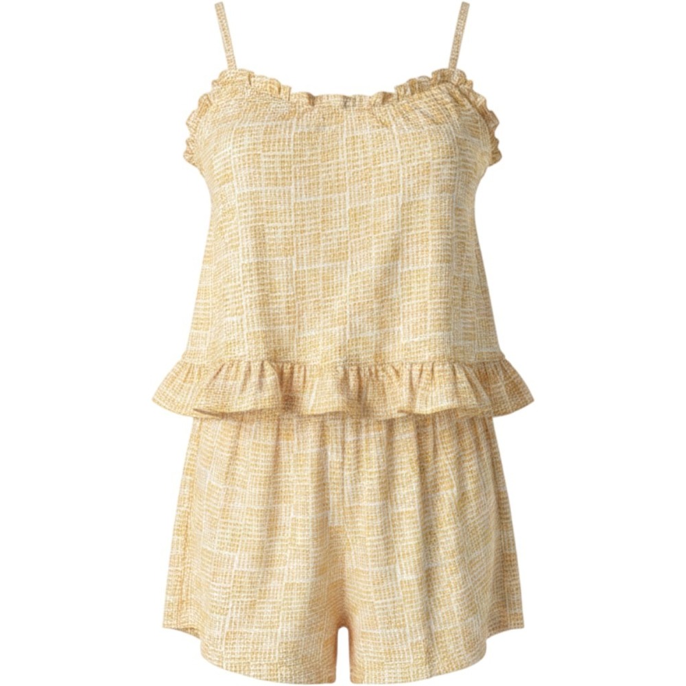 Lake Pajamas Yellow Pima Cotton Ruffle Cami and Shorts Set XL Loungewear